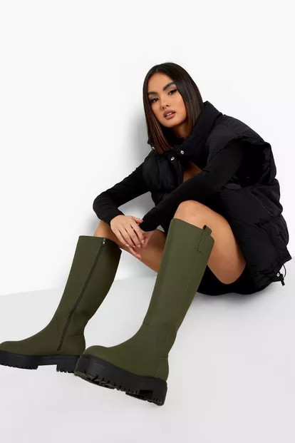 Knee High Chunky Boots | Boohoo.com (UK & IE)