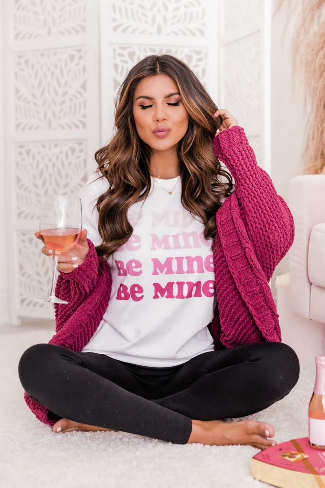 Be Mine Ombre White Graphic Tee | Pink Lily