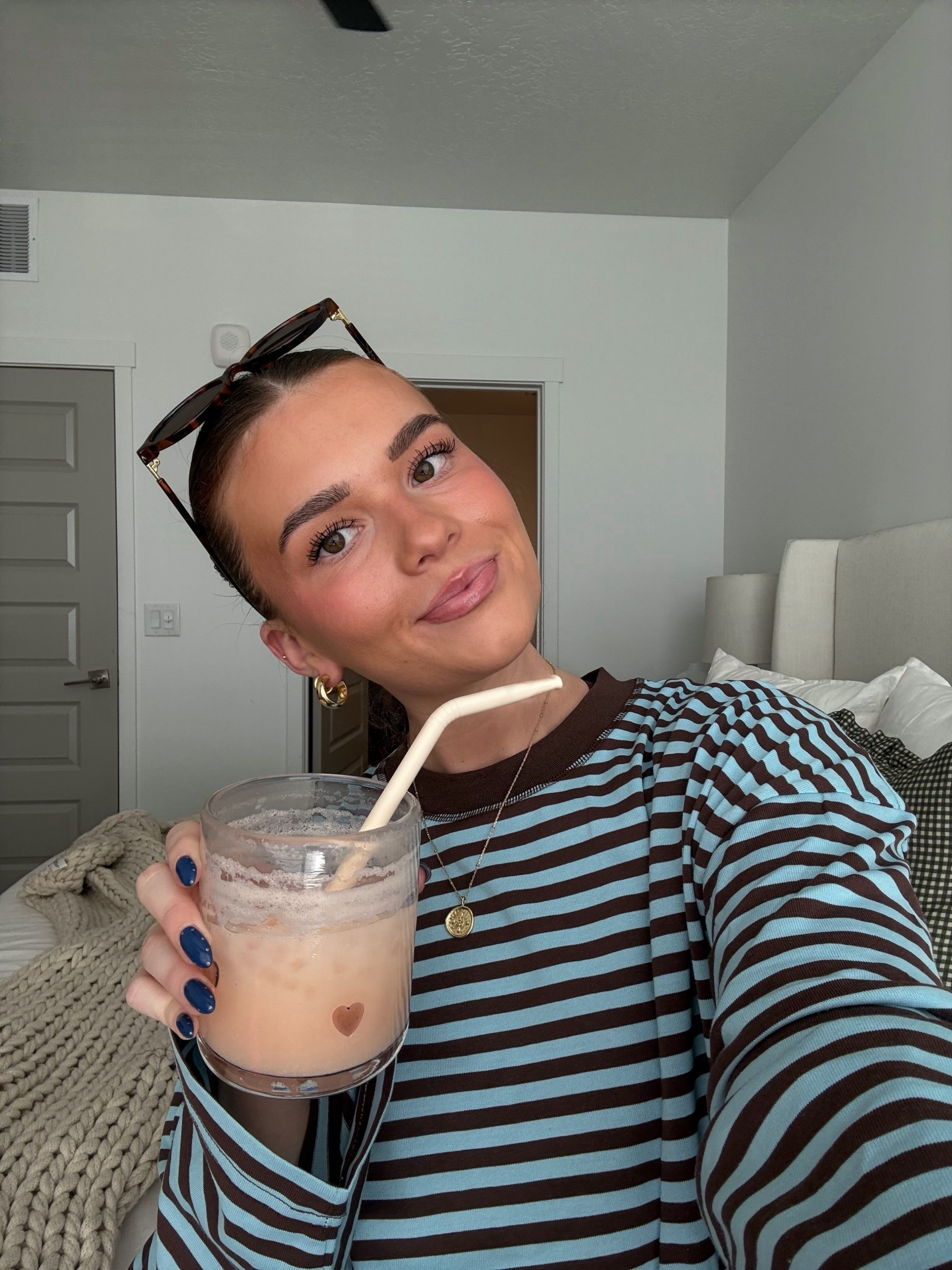 Brown and blue striped shirt 