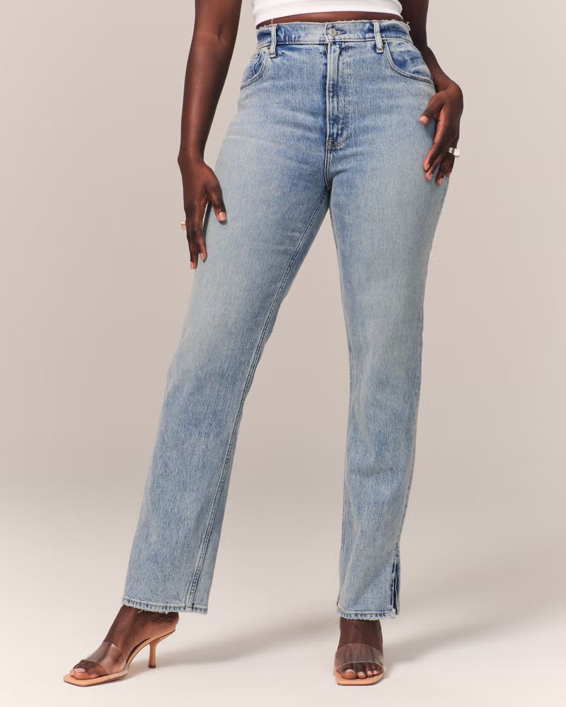 Curve Love 90s Ultra High Rise Straight Jeans | Abercrombie & Fitch (US)