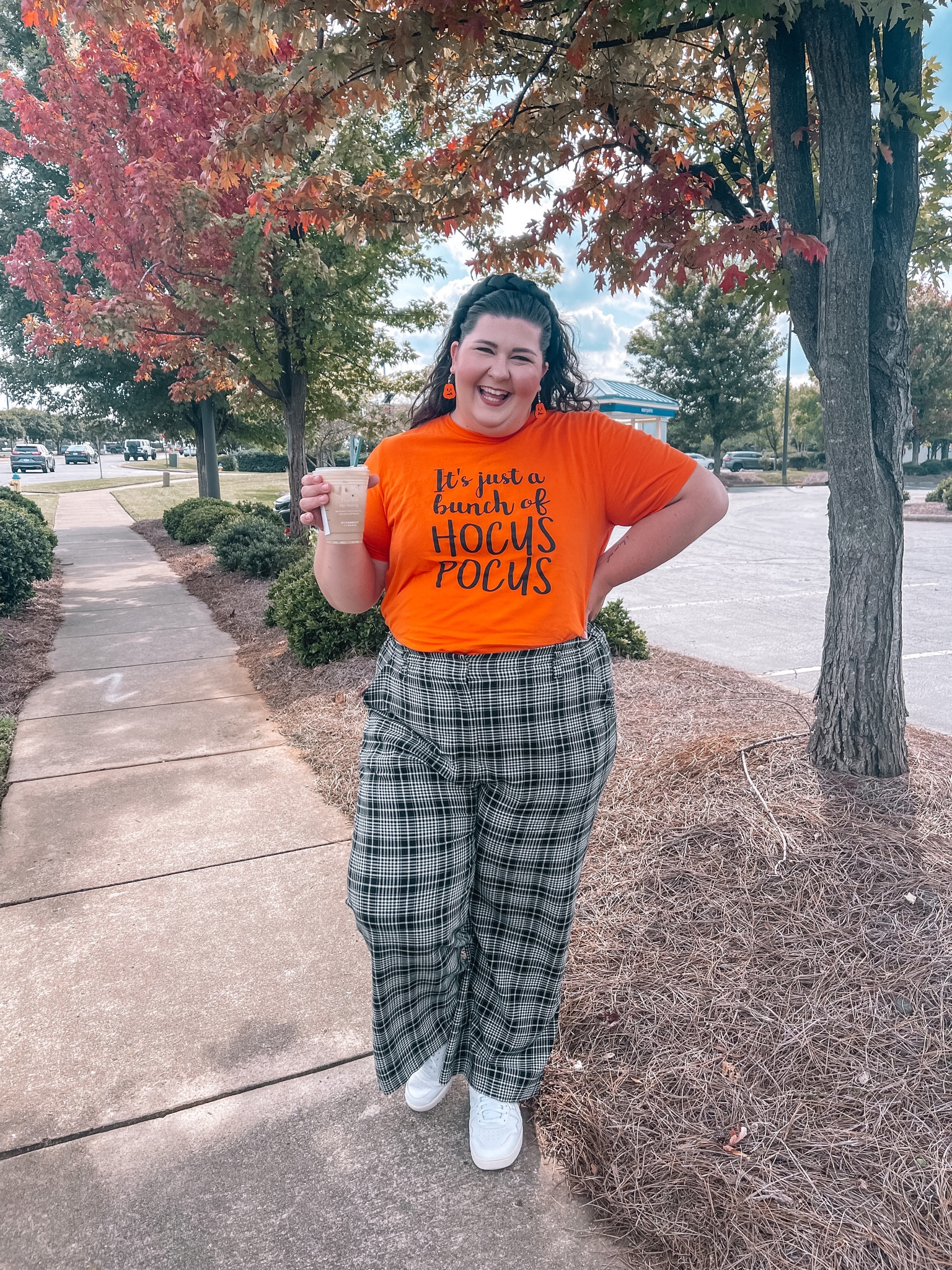 The perfect fall & Halloween look! Linked some similar tees and pants, this is such a fun outfit! 

#LTKSeasonal #LTKHalloween #LTKplussize