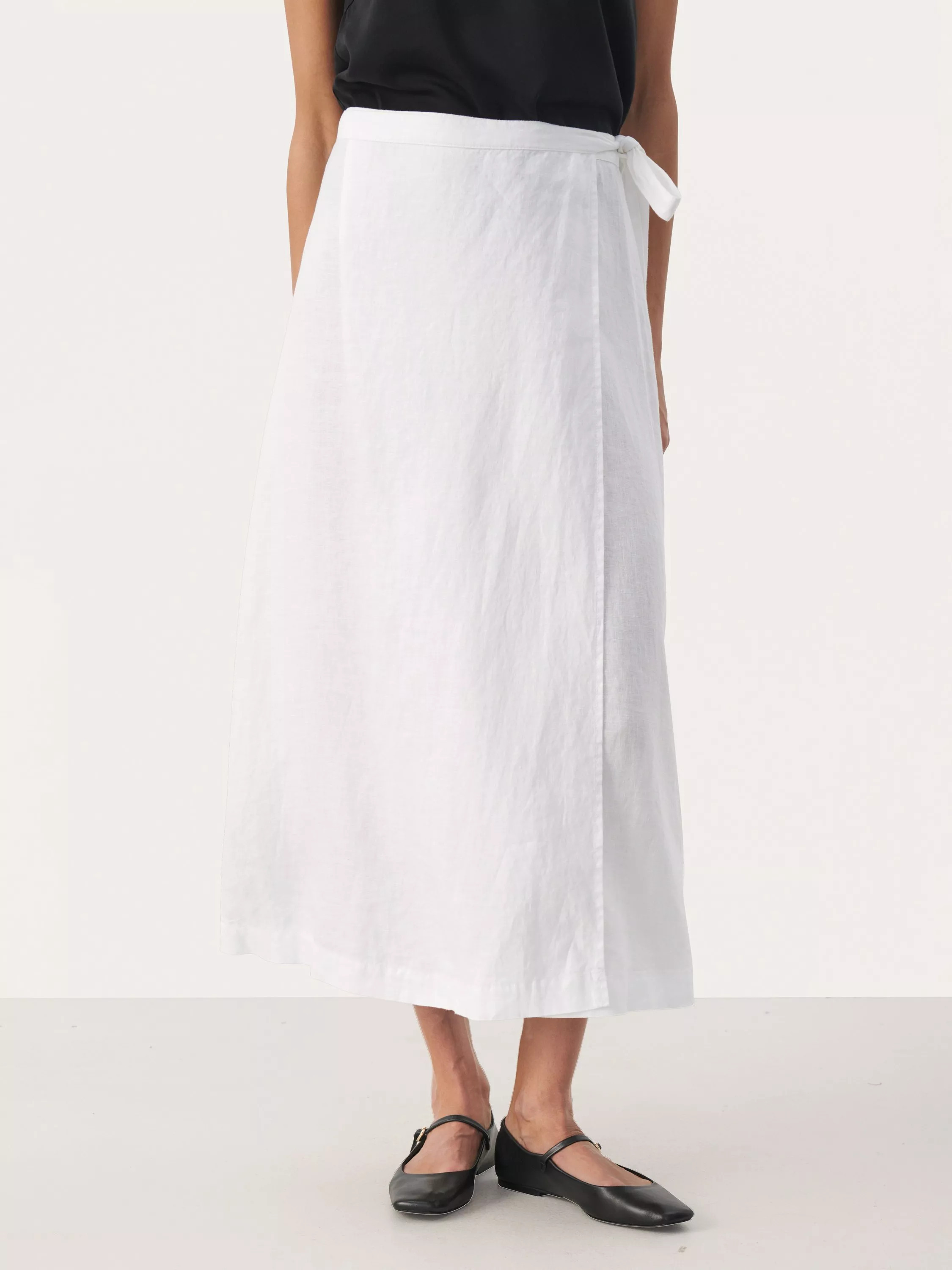 Part Two Gadiela Pure Linen Tie Waist Midi Skirt, Bright White | John Lewis (UK)