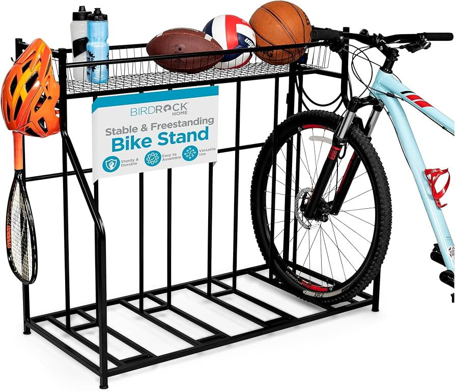 BIRDROCK HOME Bike Rack Garage Storage Floor Stand - Freestanding Organizer for Outdoor Yard - Up... | Amazon (US)
