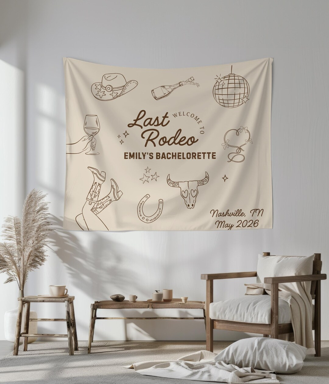 Custom Disco Cowgirl Bachelorette Decor Last Rodeo Bachelorette Party Banner Western Cowgirl Them... | Etsy (US)