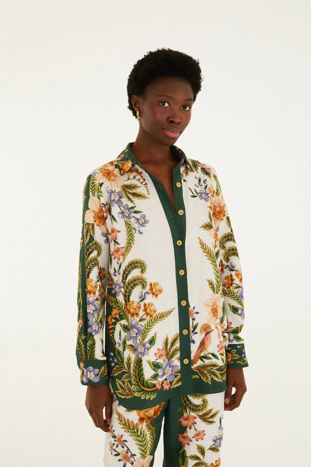 Sand Nature Collared Buttoned Shirt | FARM Rio | FarmRio (US)