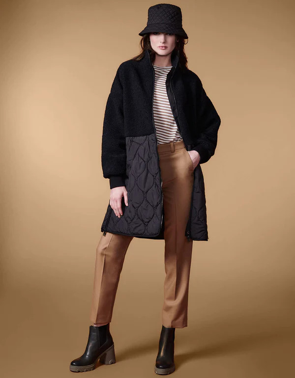 Long Combo Quilted Puffer Coat | Bernardo Fashions