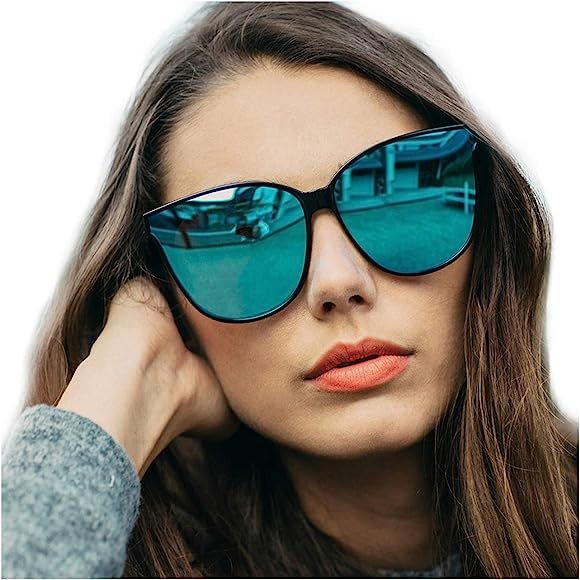 Cat Eyes Sunglasses for Women, Polarized Oversized Fashion Vintage Eyewear for Driving Fishing - ... | Amazon (US)