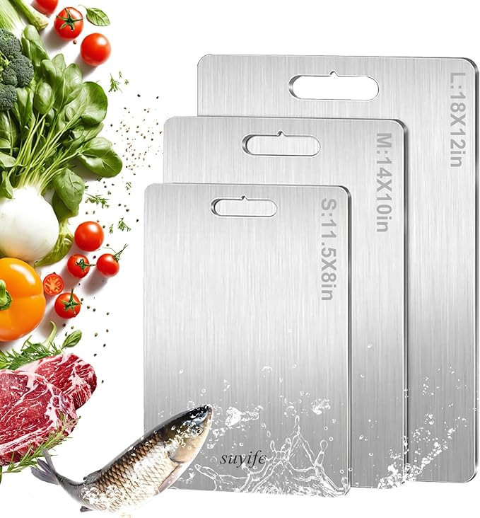 Titanium Cutting Board Set of 3,100% Pure Titanium Cutting Boards for Kitchen, 2025 New Double Si... | Amazon (US)