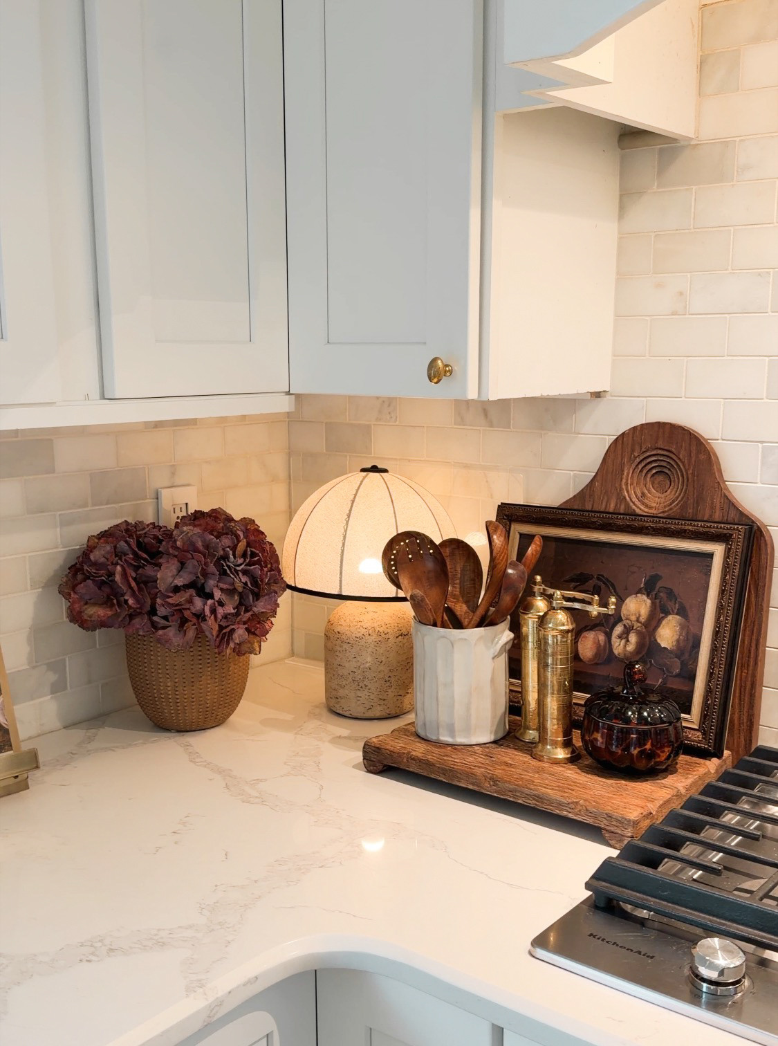 Kitchen countertop styling for fall! #falldecor #falldecorating #walmarthome #targetfinds