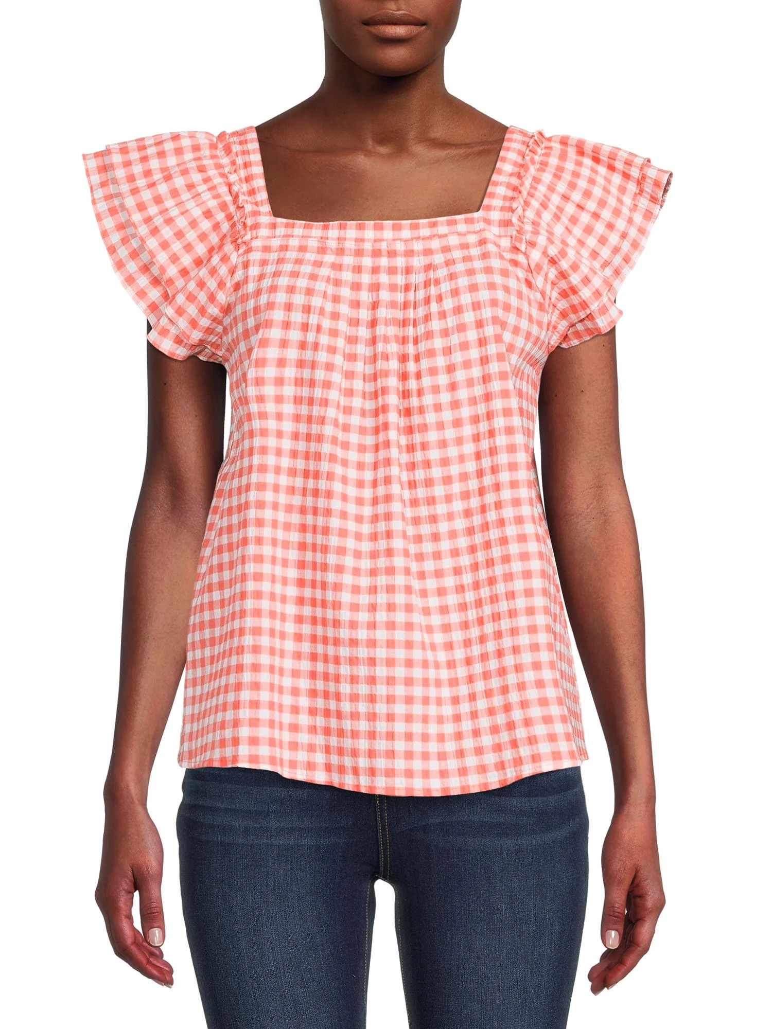 The Get Women's Pleated Ruffle Top - Walmart.com | Walmart (US)