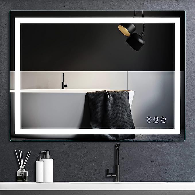 Butylux 36x28 inch LED Lighted Bathroom Mirror with Anti-Fog,Wall Mounted Vanity Mirror with Smar... | Amazon (US)