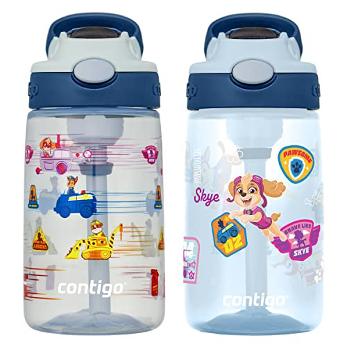 Contigo Paw Patrol Kids 14oz Plastic Water Bottles Aubrey Design with Spill-Proof Lid Silicone Straw 2-Pack Convenient for Travel/Home/School Use Dishwasher Safe | Amazon (US)