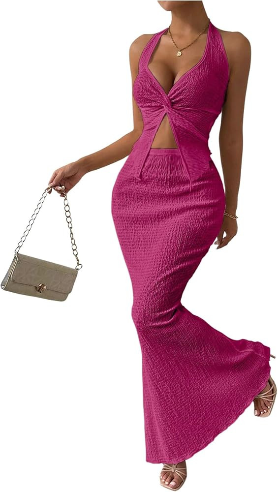 SOLY HUX Women's Two Piece Outfits Halter Cami Tops and Skirt | Amazon (US)