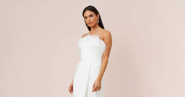 Strapless Gown With Draped Skirt In Ivory | Adrianna Papell