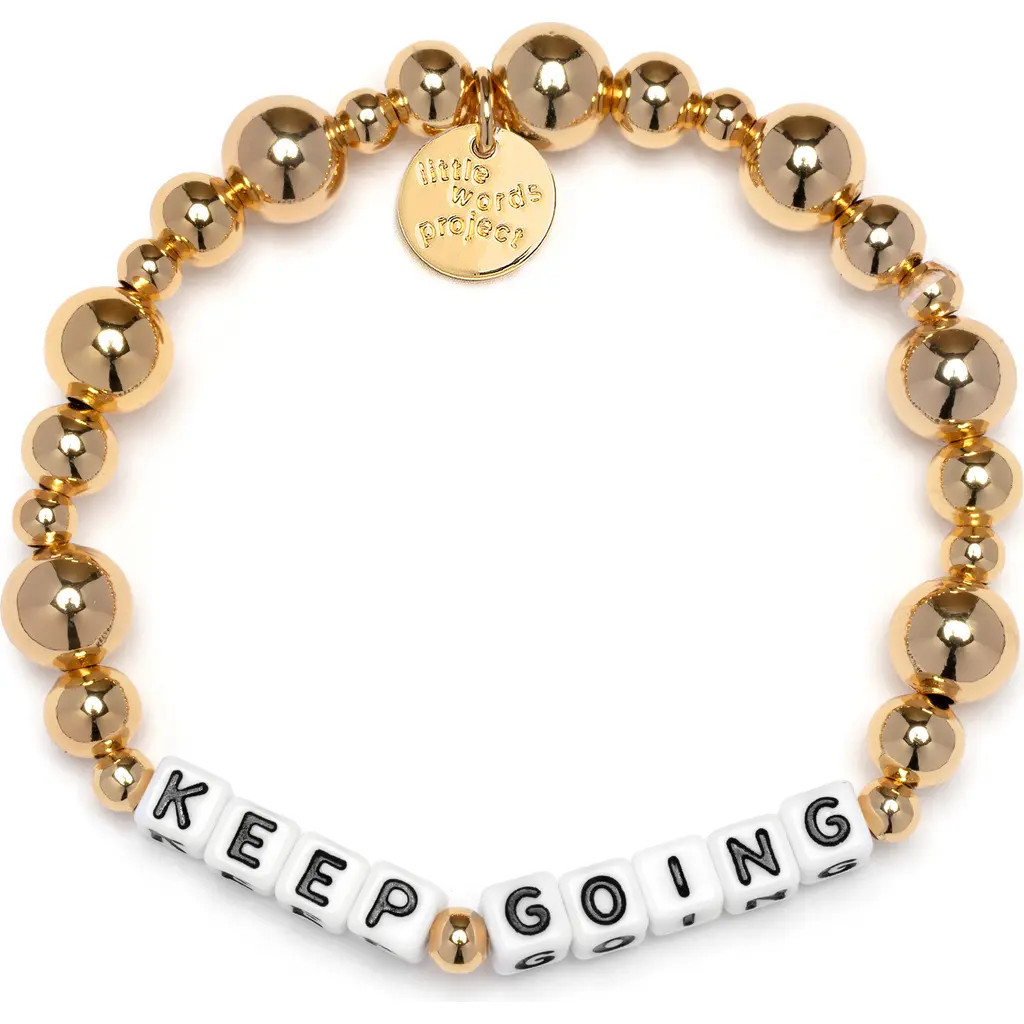 Little Words Project Keep Going Beaded Stretch Bracelet in White at Nordstrom, Size Small | Nordstrom
