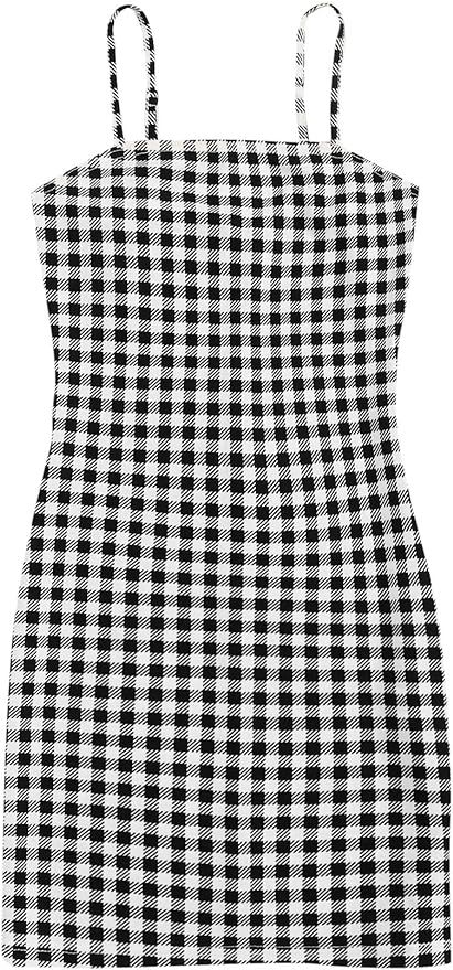 MakeMeChic Women's Plaid Print Cami Bodycon Dress | Amazon (US)