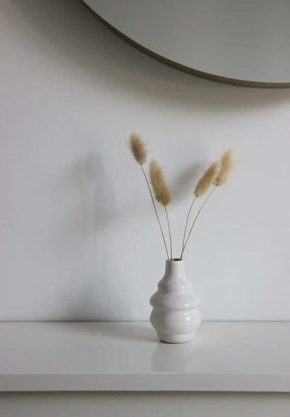 Handmade White Ceramic Flower Vase | Bud Vase | Small Pottery Vase | Vase For Flowers | White Vas... | Etsy (US)