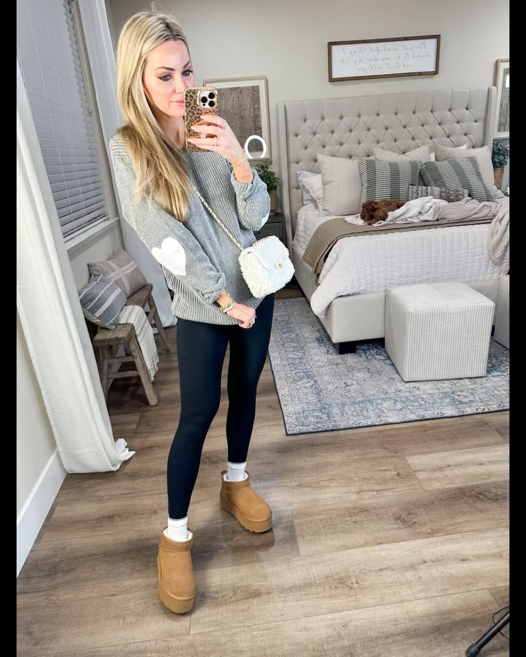 Trendy casual Amazon outfit
Heart elbow patch sweater I sized up to medium to wear with leggings but you could get true to size 
Best black leggings size small

Ugg ultra mini platform dupes from Amazon true size 7.5
Sherpa crossbody bag
Amazon fashion 
Lip gloss color rose use code LACY15 for 15% off 

#LTKstyletip #LTKFind #LTKunder50
