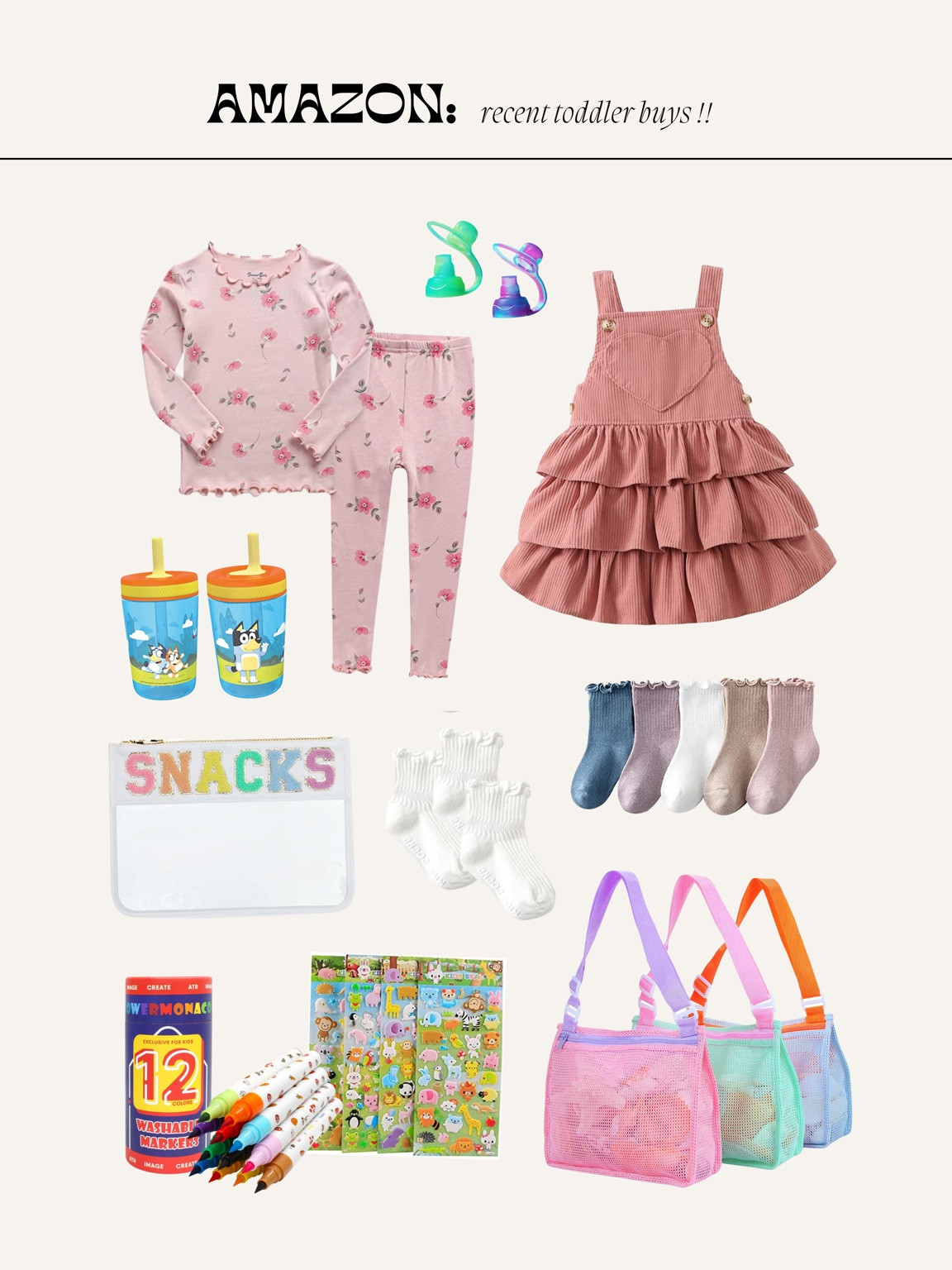 Recent toddler buys & repurchases from Amazon! Valentines dress, pouch toppers, bags for toys, stickers, Bluey cups, snack pouch, pouch toppers 

#LTKfamily #LTKkids #LTKunder50