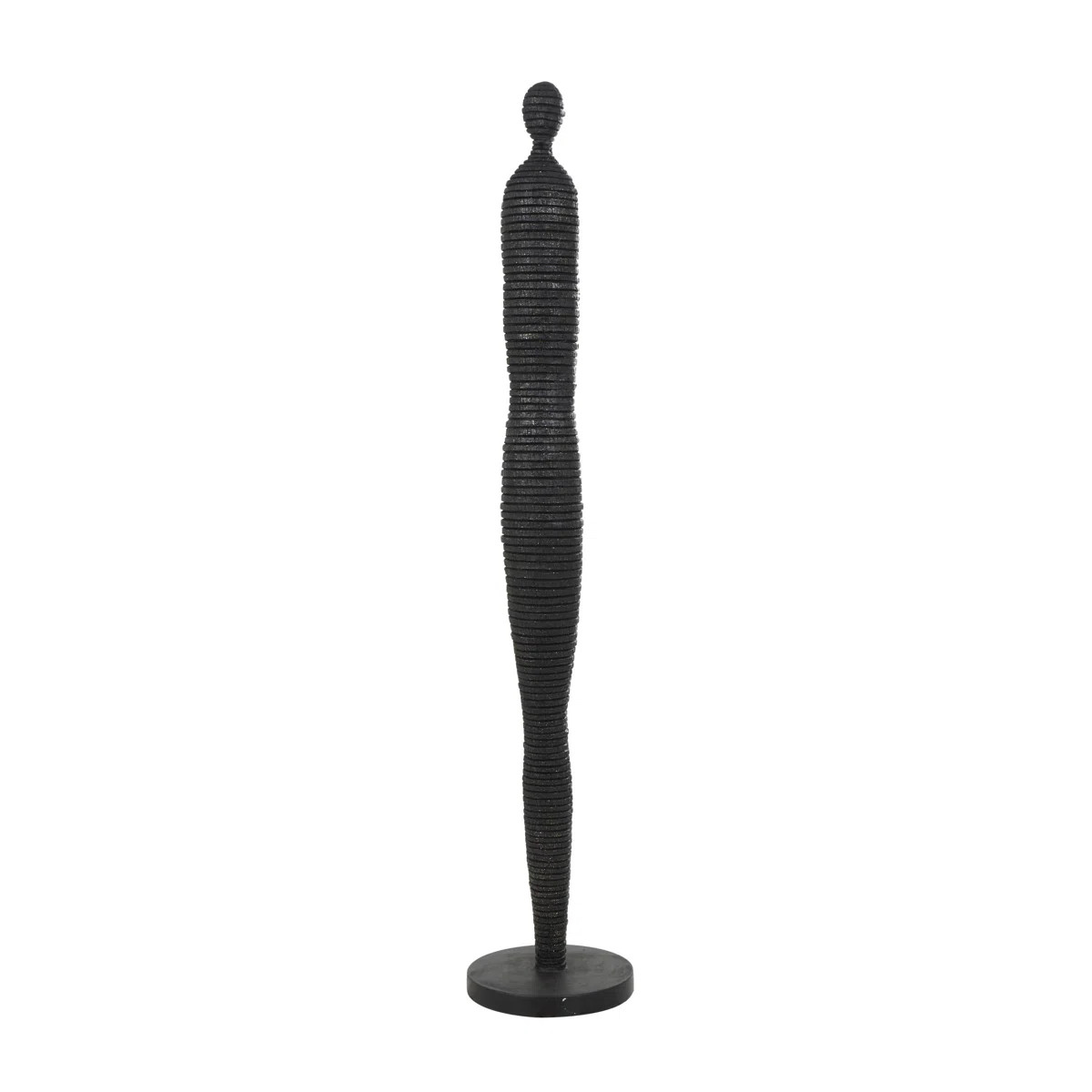 Black Polystone Tall Slim Figure People Decorative Sculpture with Ribbed Body and Glitter Accents | Wayfair North America