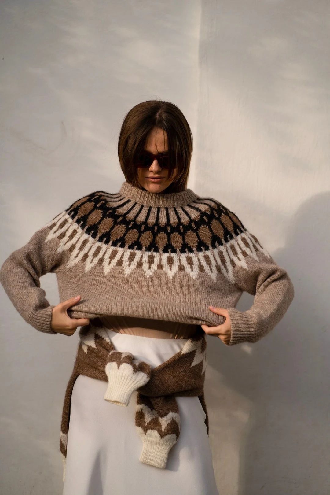 Beige Alpaca Women Lopapeysa Sweater. Lopapeysa Alpaca Sweater. Fair Isle Knit Sweater. Regular F... | Etsy (US)