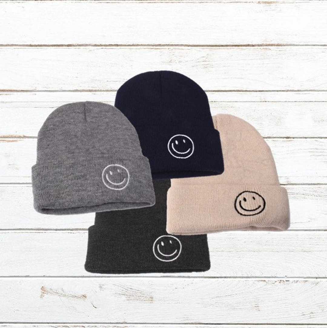 Baby Smiley Face Beanie, Toddler Happy Face Beanie, Baby Gift, Baby boy gift, Baby girl gift | Etsy (US)