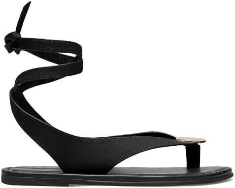 Strap Flip Flop Flat Sandals for Women with Metal Circular Ankle Strappy Ladies Fashion Cute Summ... | Amazon (US)