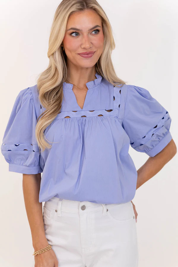 Stars In Our Eyes Blue Blouse | The Mint Julep Boutique