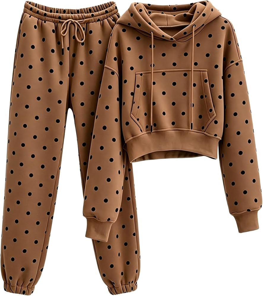 LTSCNRM Sweatsuits Women 2 Piece Cropped Hoodie & Sweatpants Set | Amazon (US)