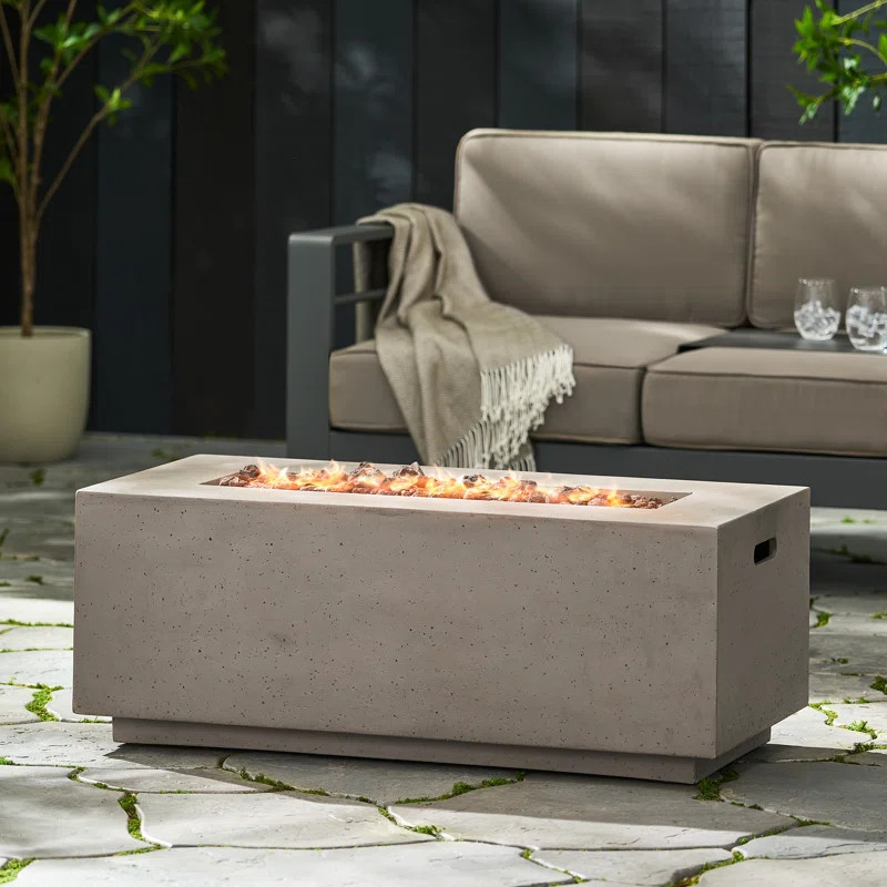 Trent Austin Design® Oquendo 15" H x 40.25'' W Concrete Propane Outdoor Fire Pit Table | Wayfair | Wayfair North America