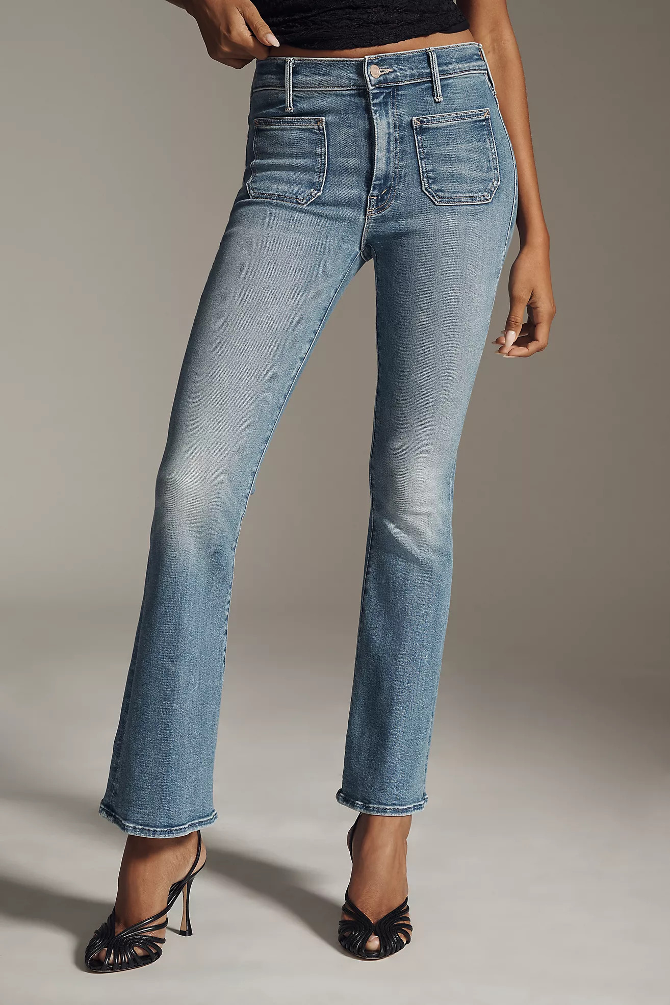 MOTHER The Patch Pocket Weekender Mid-Rise Flare Jeans | Anthropologie (US)
