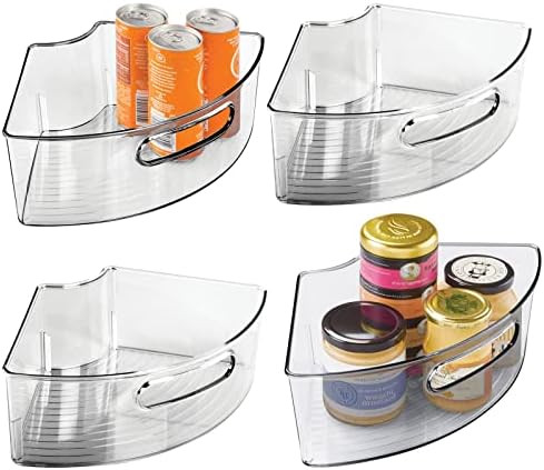 mDesign Plastic Cabinet Container Lazy Susan Storage Organizer Bin Holder with Front Handle - for... | Amazon (US)