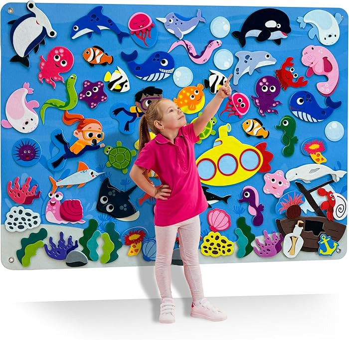 QUOKKA Ocean Felt Board for Toddlers 61 PCS - Double-Thick Felt Board Story Set with Large 39х27... | Amazon (US)