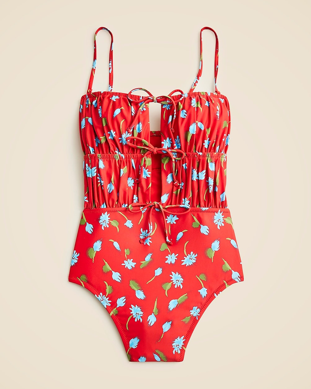 Ruched cutout one-piece in brushed daisy print | J. Crew US