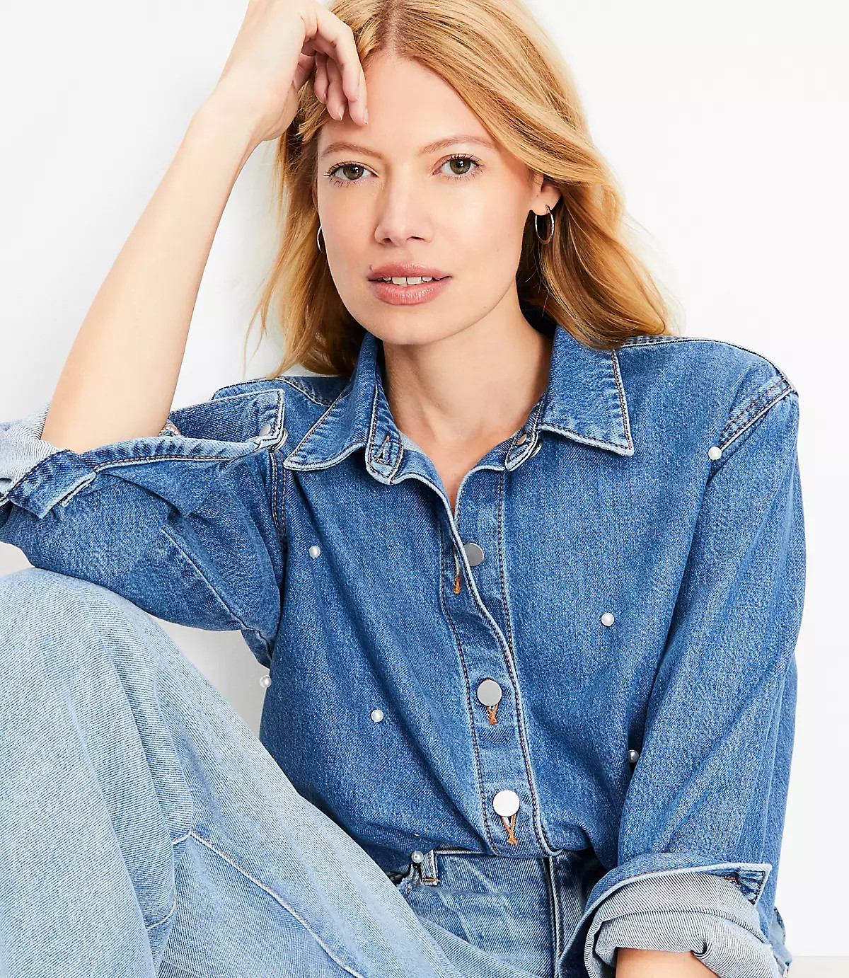 Petite Pearlized Denim Everyday Shirt | LOFT