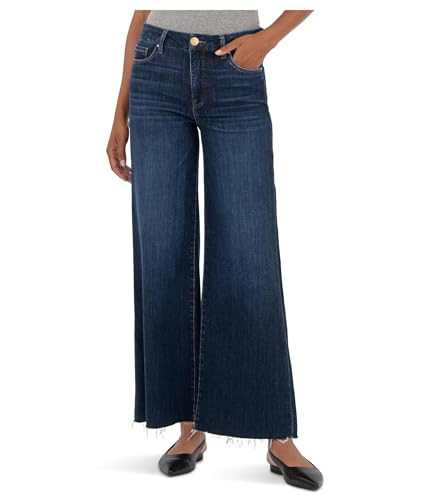 KUT from the Kloth Womens Meg High-Rise Fab Ab Wide Leg Raw Hem, Innoxious, Size: 6, Inseam: 27 | Amazon (US)