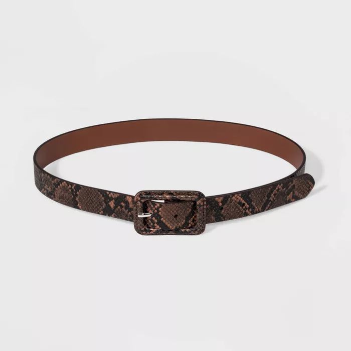 Women's Covered Buckle Snake Belt - Wild Fable™ Brown | Target