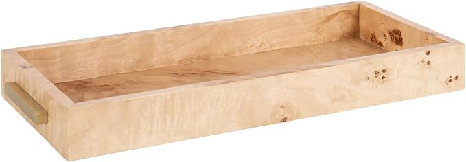 Kate and Laurel Burlock Modern Decorative Burlwood Rectangle Tray with Handles, 8 x 19, Natural W... | Amazon (US)
