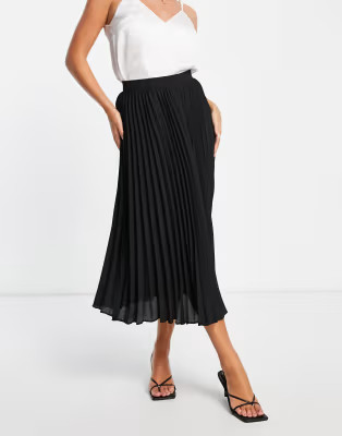 ASOS DESIGN pleated midi skirt in black  | ASOS | ASOS (Global)