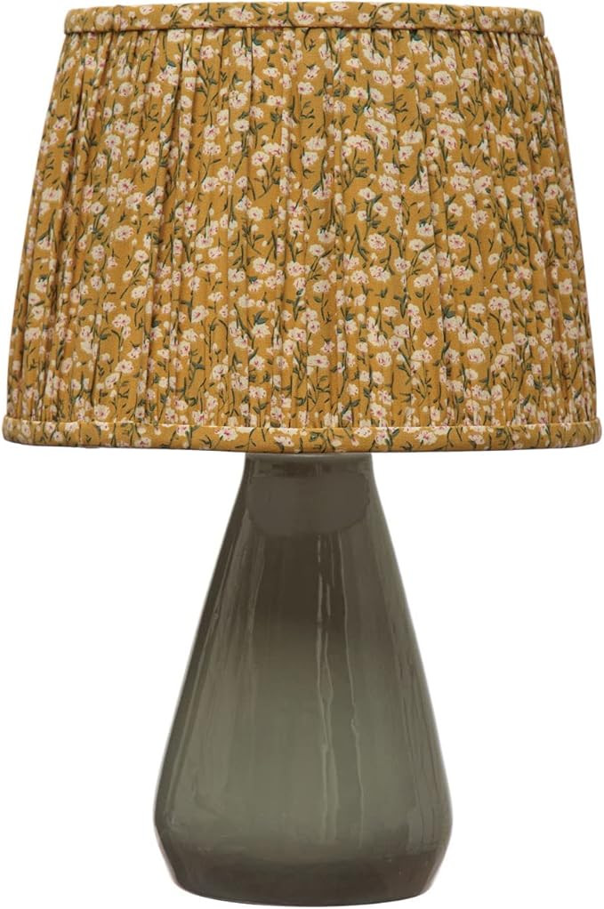 Creative Co-Op Stoneware Pleated Fabric Floral Shade and Inline Switch Table Lamp, 13" L x 13" W ... | Amazon (US)