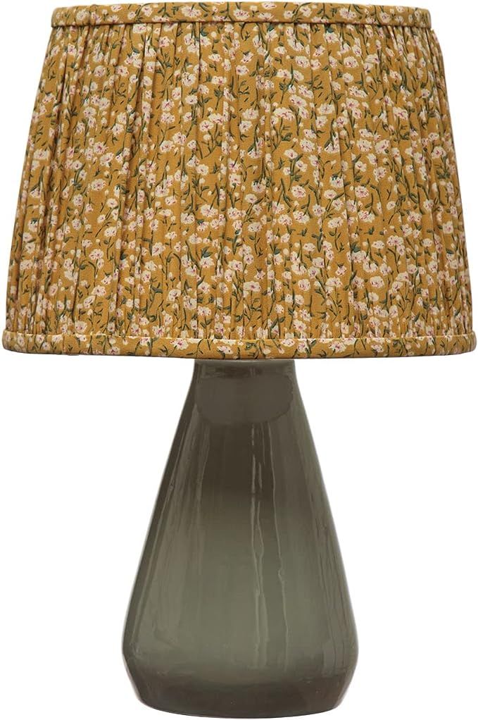 Creative Co-Op Stoneware Pleated Fabric Floral Shade and Inline Switch Table Lamp, 13" L x 13" W ... | Amazon (US)