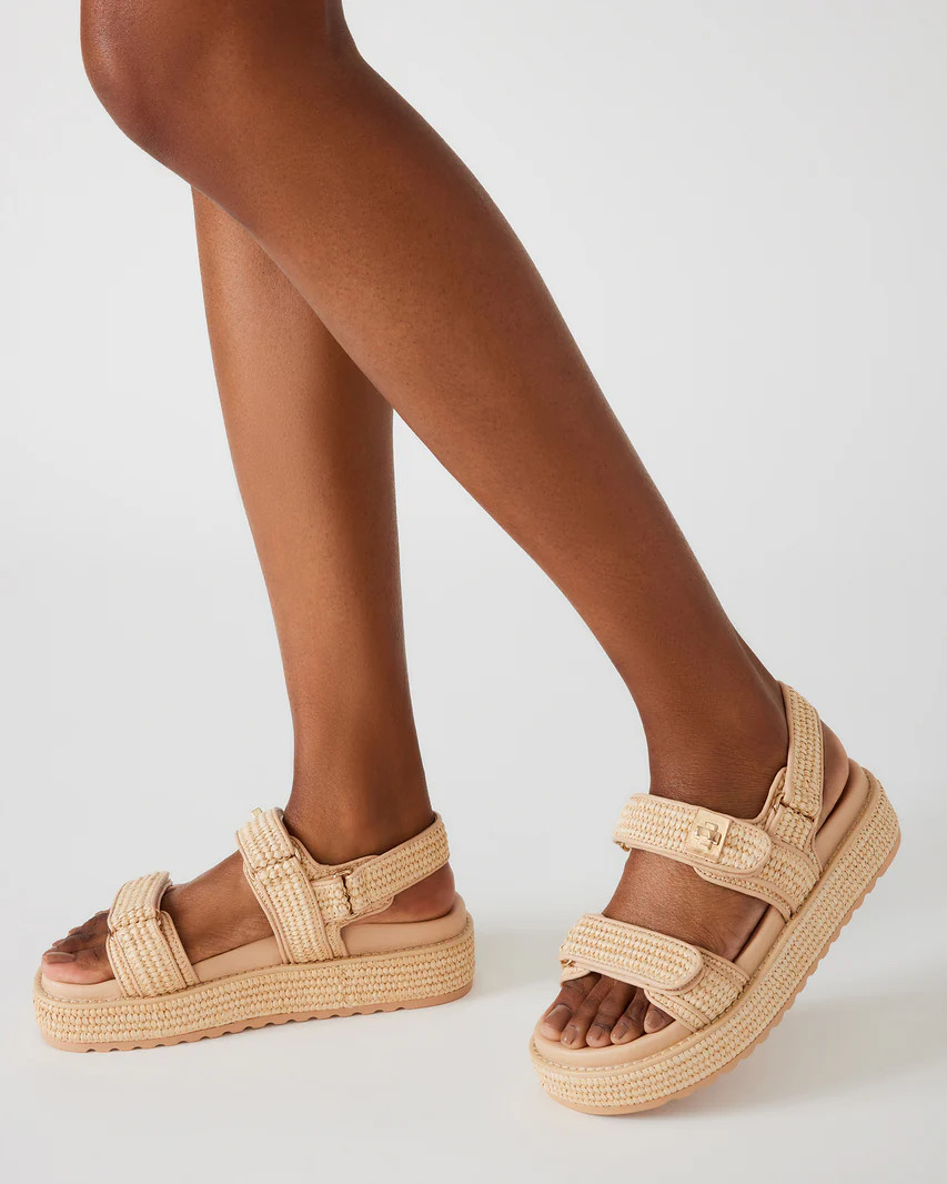 BIGMONA Natural Raffia Platform Sandal | Women's Sandals | Steve Madden (US)