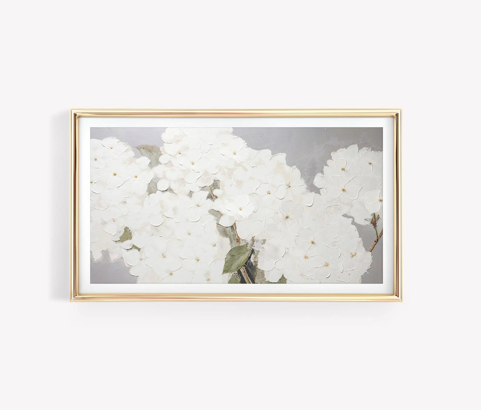 White Hydrangeas Frame TV Art, Modern Textured Spring Summer Floral Screensaver, Summer Neutral A... | Etsy (Global)