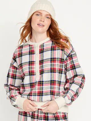 Micro Fleece Henley Pajama Sweatshirt for Women | Old Navy (US)