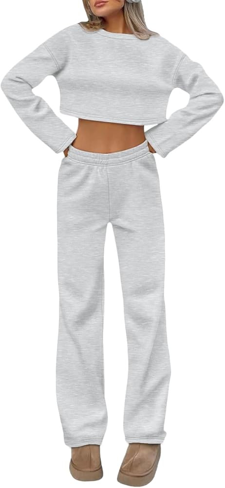 Trendy Queen Sweatsuits Women 2 Piece Outfits Lounge Matching Sets Comfy Clothing Two Piece Sweat... | Amazon (US)