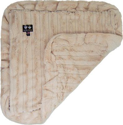 BESSIE + BARNIE Natural Beauty Ultra Plush Faux Fur Reversible Dog & Cat Blanket, Beige, X-Small ... | Chewy.com