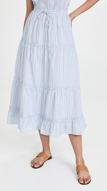 Striped Pull-On Ruffle Tiered Maxi Skirt | Shopbop