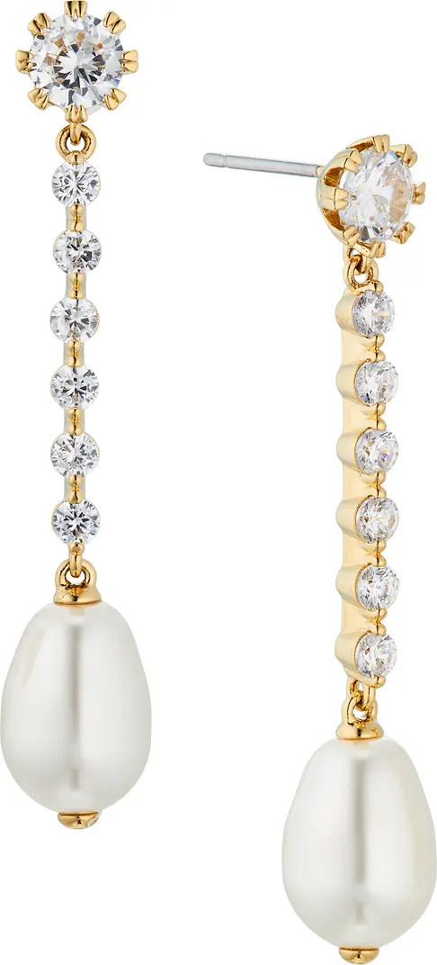 Crystal Imitation Pearl Linear Earrings | Nordstrom