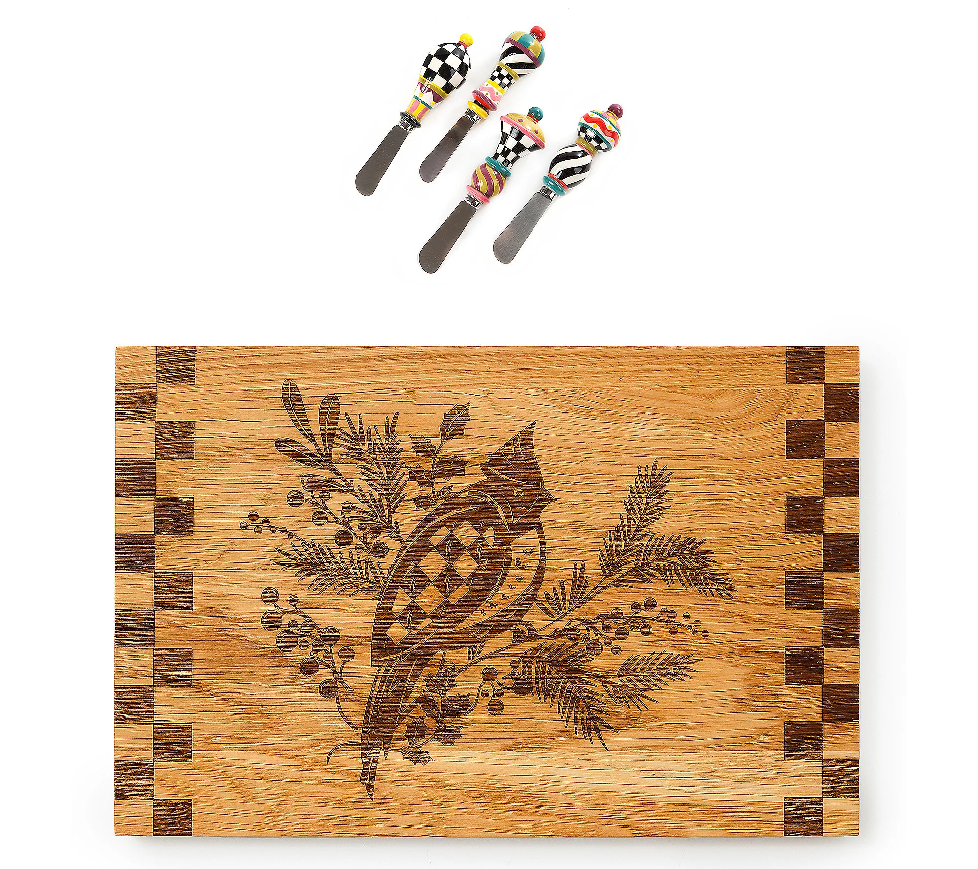 MacKenzie-Childs Cardinal Wood Serving Board & Spreader Set | QVC