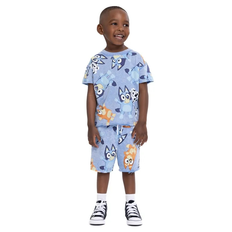 Bluey Toddler Boys Short Sleeve T-Shirt and Shorts Set, 2-Piece, Sizes 2T-5T | Walmart (US)